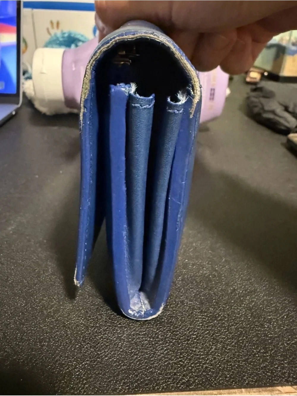Saint Laurent YSL Classic Y Line Blue Leather Long Zip Wallet